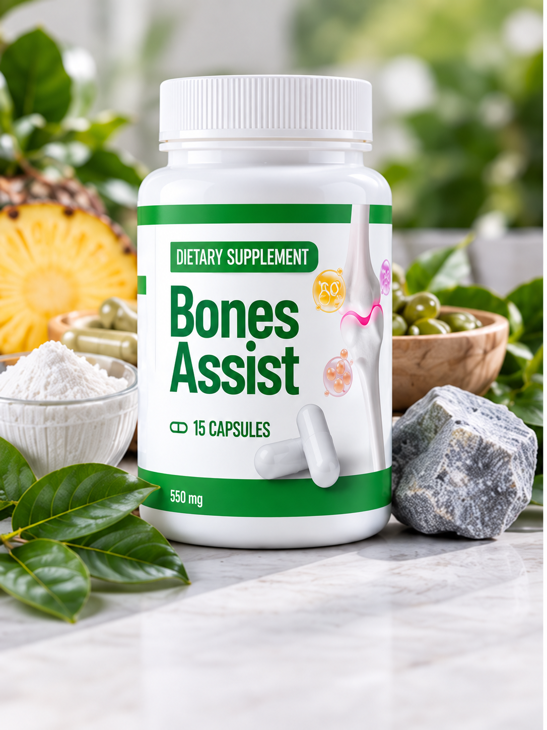 Bones Assist bottle with natural ingredients