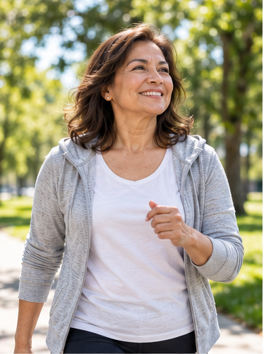 Adult woman walking outdoors